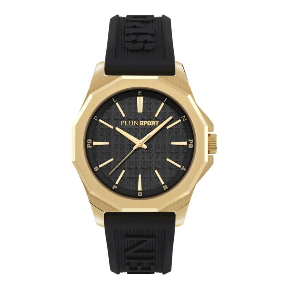 Plein Sport Onyx Ultra Silicone Watch Gold Mens